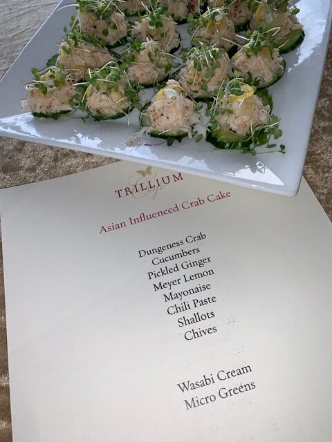 Asian Influenced Crab Cake at Trillium Cafe, Mendocino