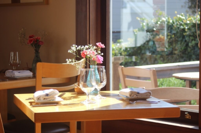 Table at Trillium Cafe in Mendocino