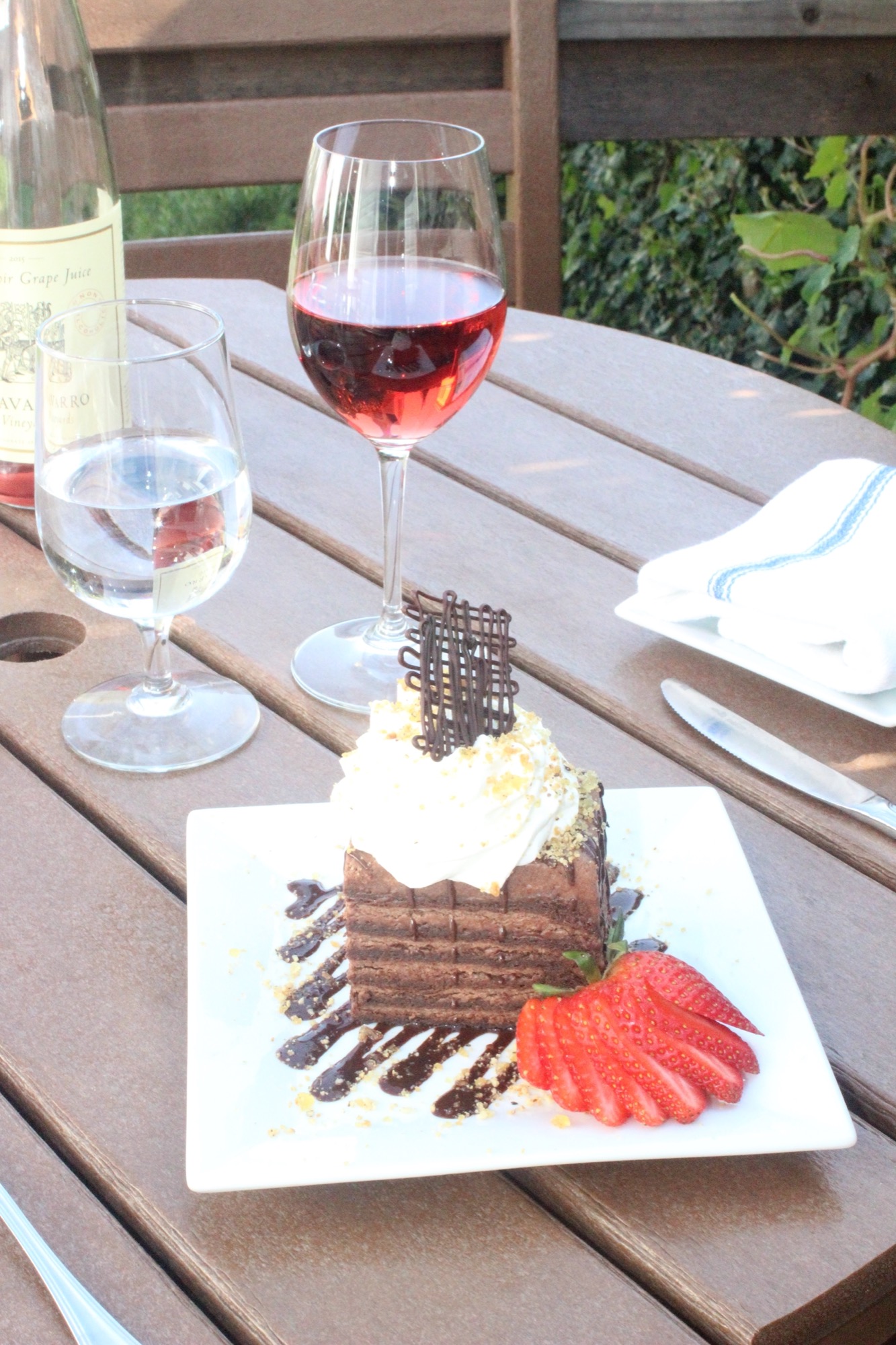 Dessert and Wine at Trillium Cafe, Mendocino