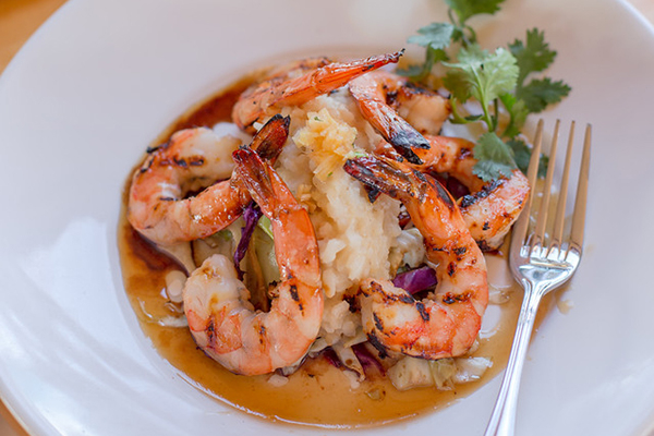 Miso-Ginger Prawns at Trillium Cafe, Mendocino, photography by Cassandra Young