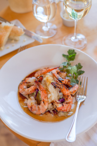 Miso-Ginger Prawns at Trillium Cafe, Mendocino, photography by Cassandra Young